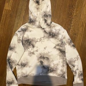 So Girls hoodie - gray and white tie-dye